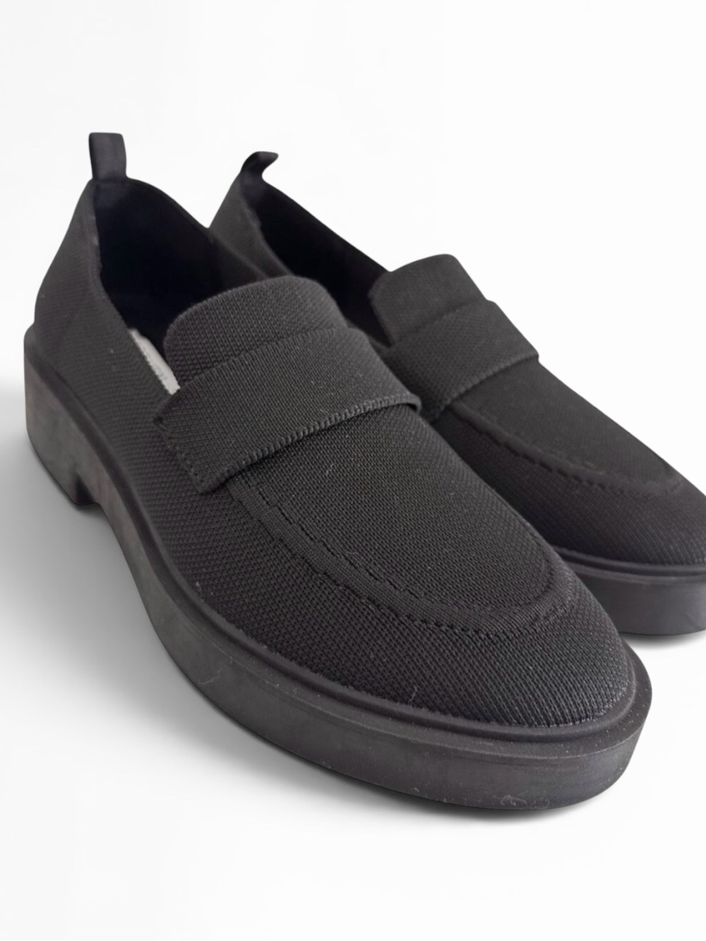 Steve Madden Black Knit Penny Loafers Comfort Shoes‎ Women 9.5